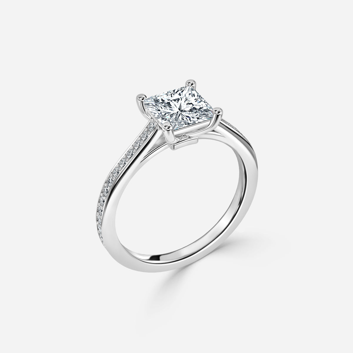 Portia Princess Diamond Band Moissanite Engagement Ring