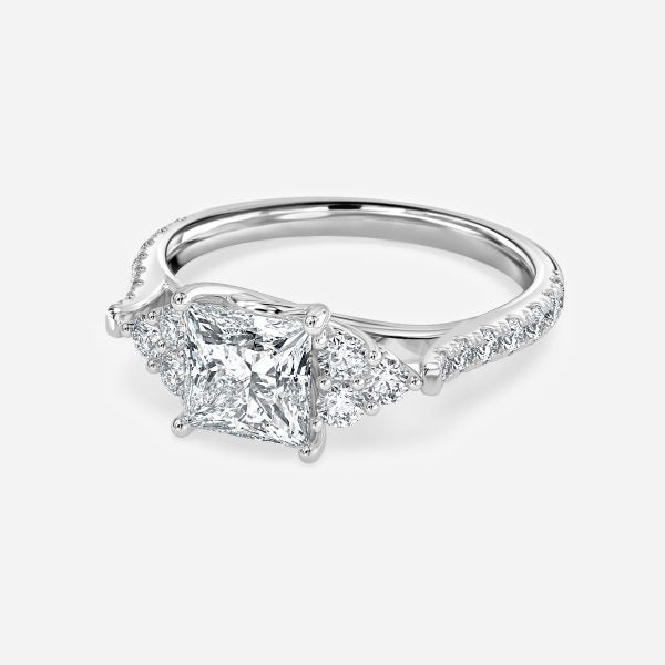 Galatea Princess Three Stone Moissanite Engagement Ring