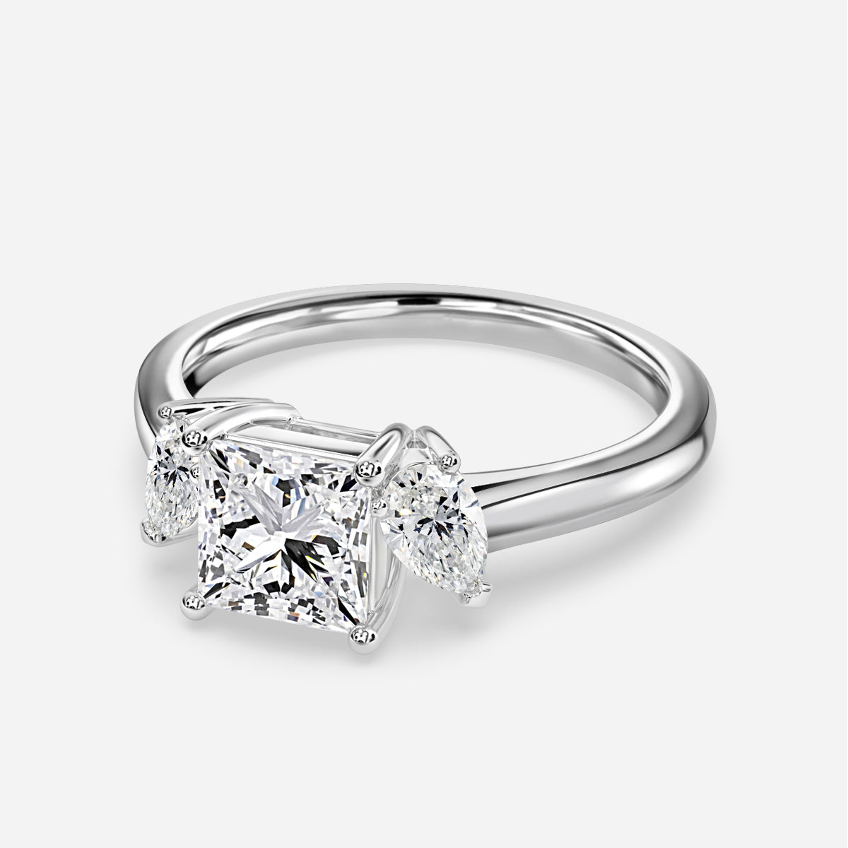 Jael Princess Three Stone Moissanite Engagement Ring