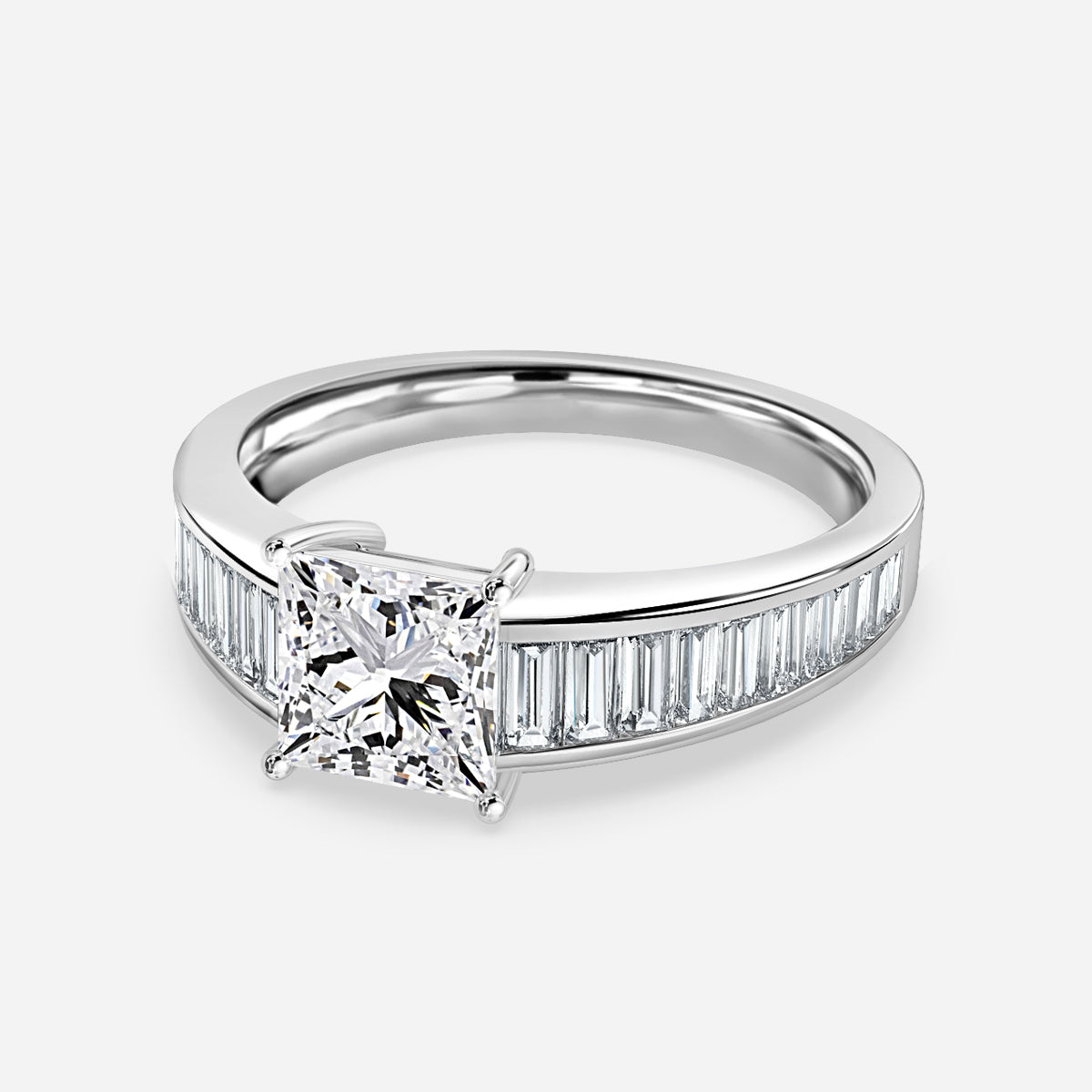 Zelia Princess Diamond Unique Moissanite Engagement Ring