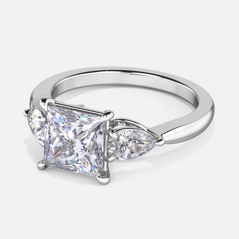 Tierney Princess Three Stone Moissanite Engagement Ring