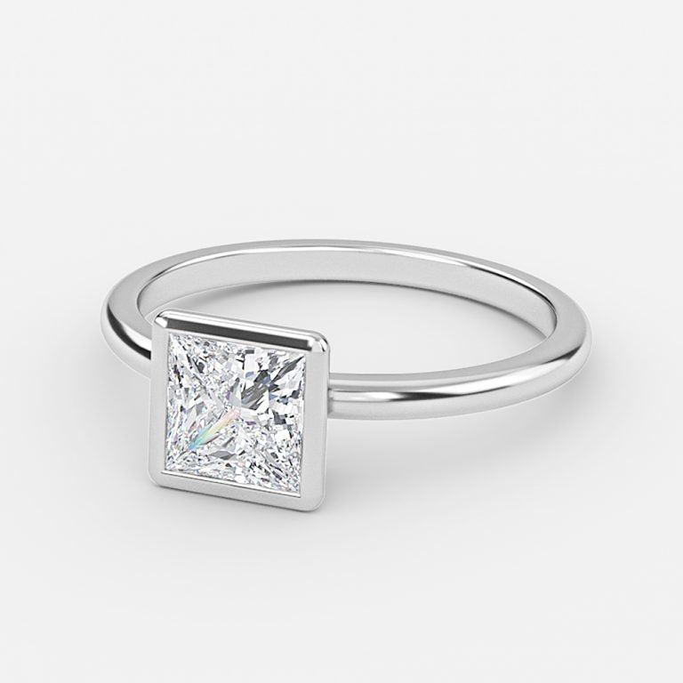 Alina Princess Bezel Moissanite Engagement Ring