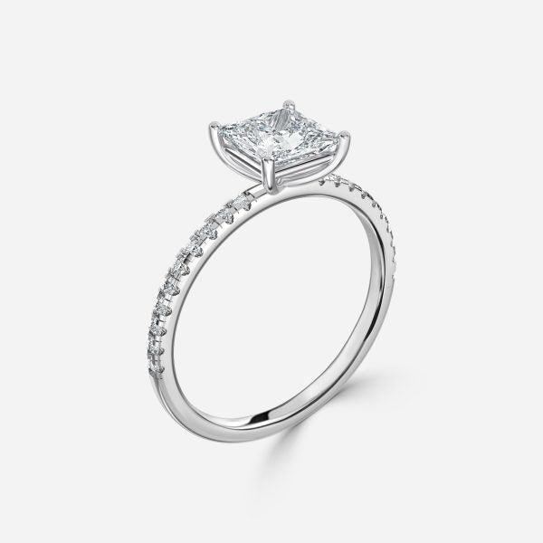 Yati Princess Diamond Band Moissanite Engagement Ring