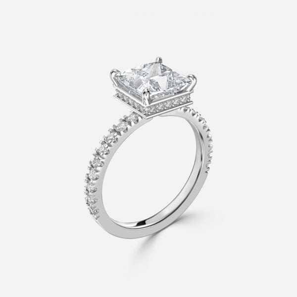 Leandra Princess Hidden Halo Moissanite Engagement Ring