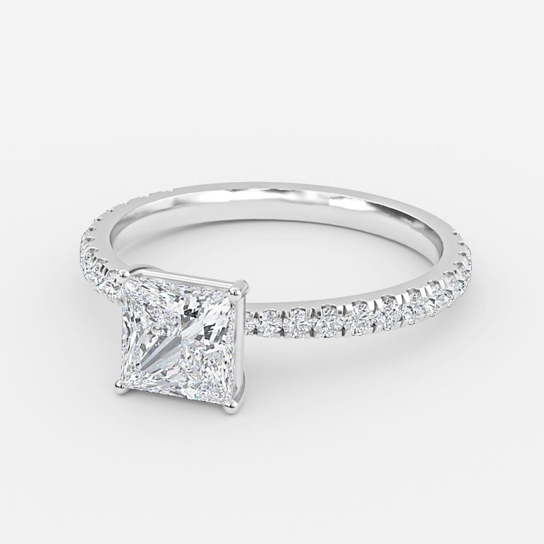 Eira Princess Diamond Band Moissanite Engagement Ring