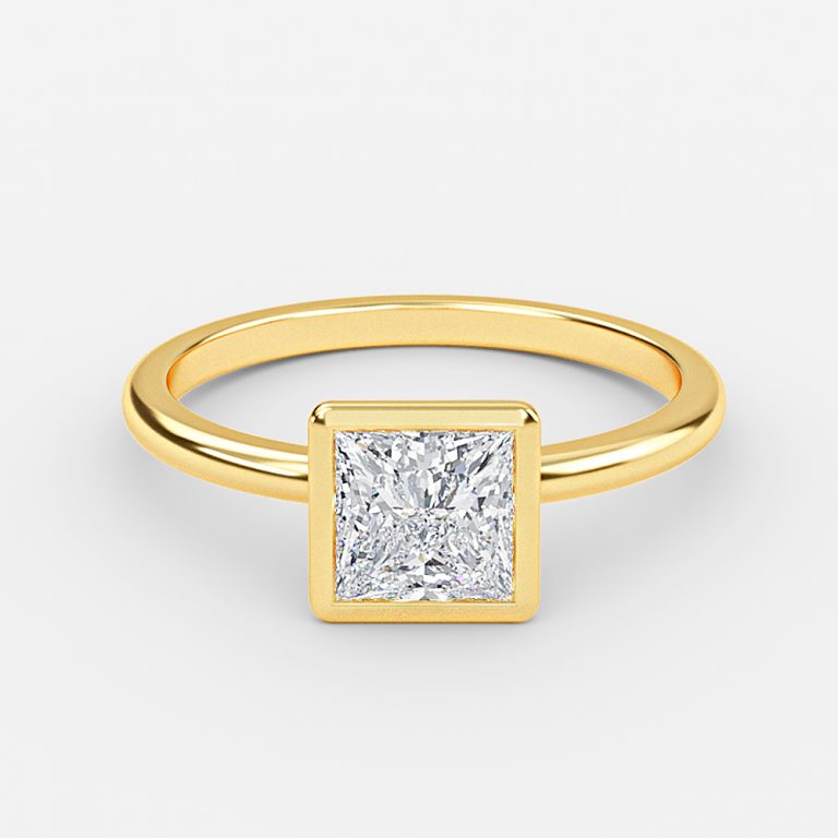 Alina Princess Bezel Moissanite Engagement Ring