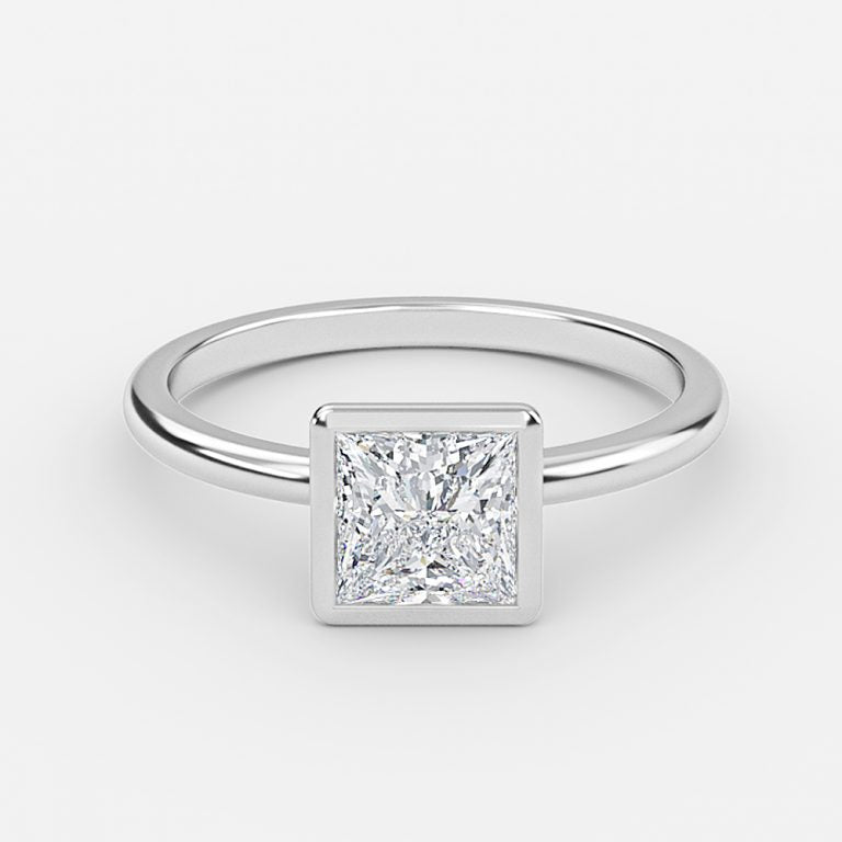 Alina Princess Bezel Moissanite Engagement Ring