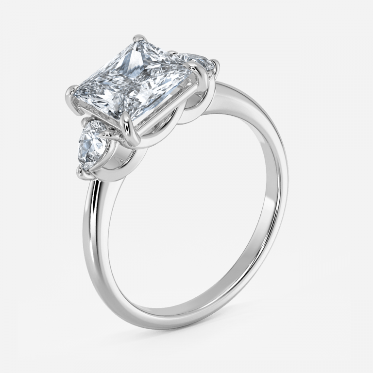 Verity Princess Three Stone Moissanite Engagement Ring