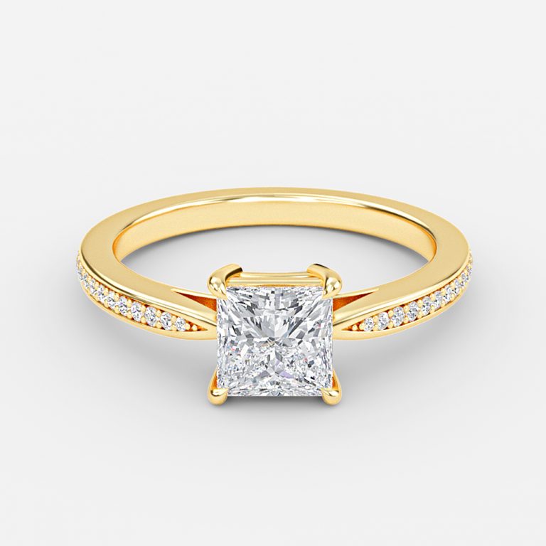 Isolde Princess Diamond Band Moissanite Engagement Ring