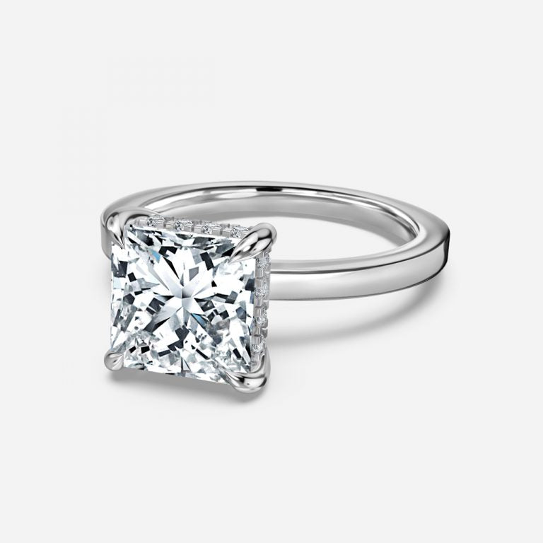 Edeline Princess Hidden Halo Moissanite Engagement Ring