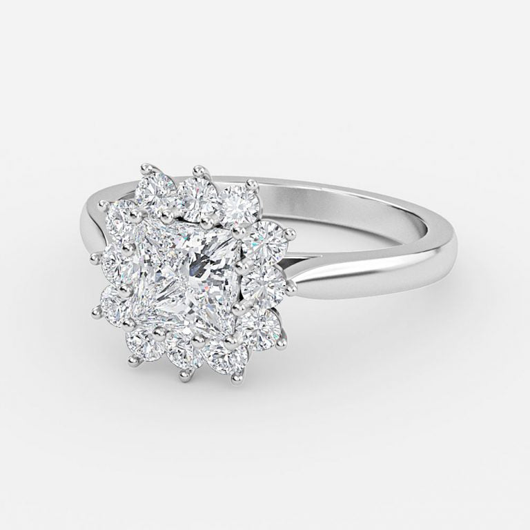 Vesper Princess Cluster Moissanite Engagement Ring