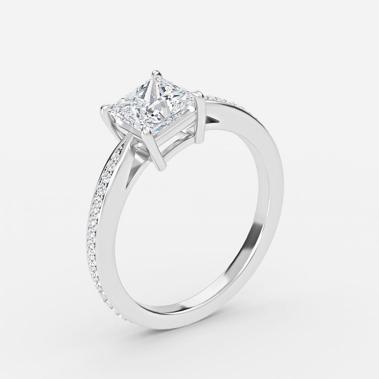 Isolde Princess Diamond Band Moissanite Engagement Ring