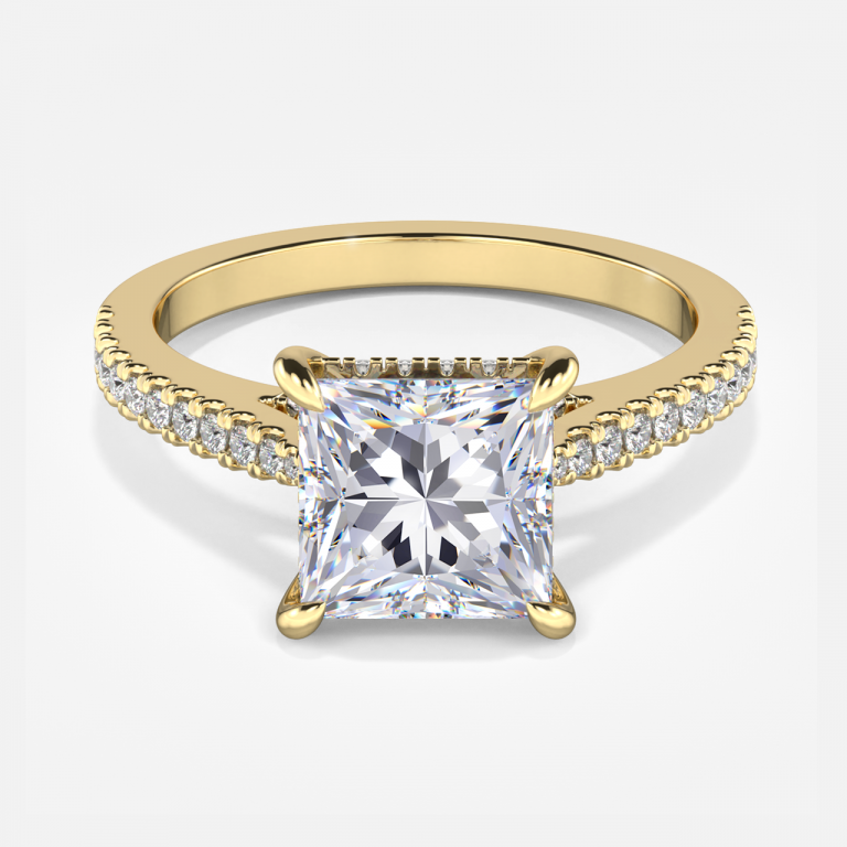 Yvette Princess Hidden Halo Moissanite Engagement Ring