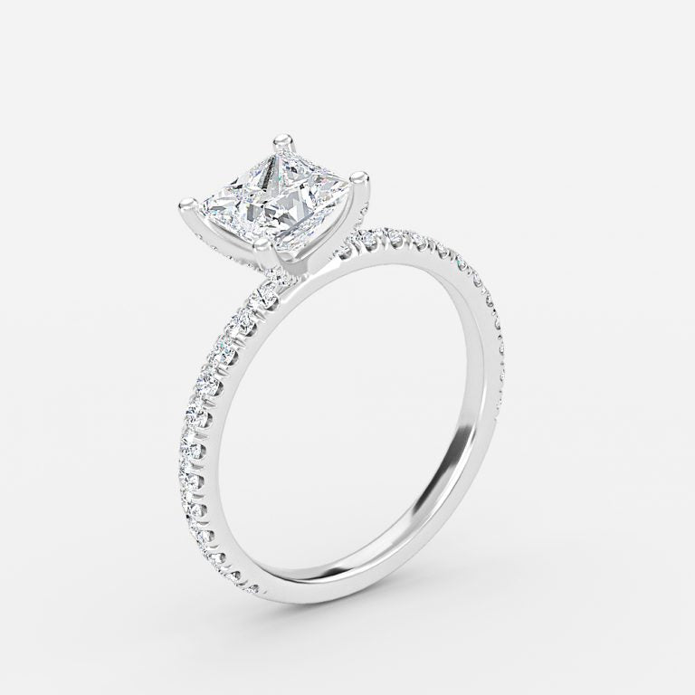 Rosalba Princess Hidden Halo Moissanite Engagement Ring