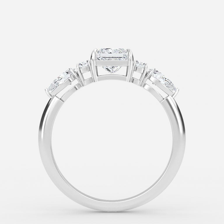 Carmel Princess Three Stone Moissanite Engagement Ring