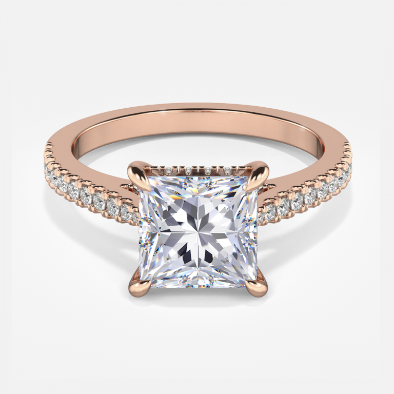 Yvette Princess Hidden Halo Moissanite Engagement Ring