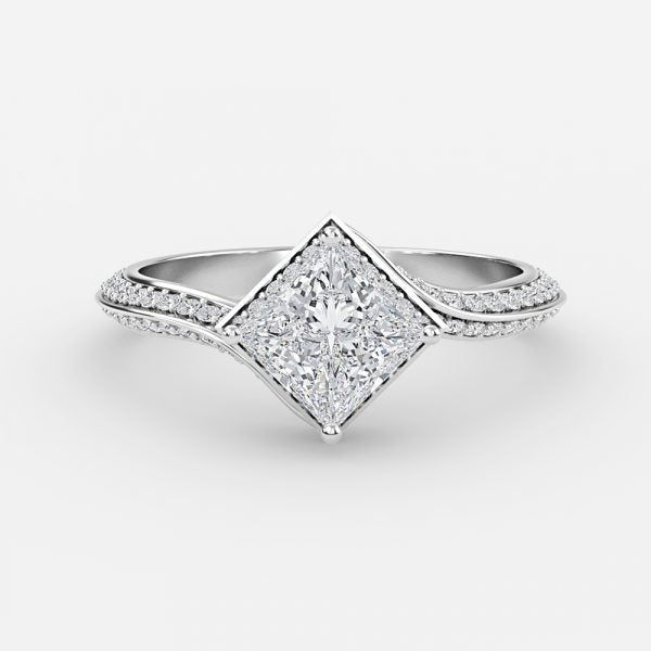 Bellatrix Princess Hidden Halo Moissanite Engagement Ring