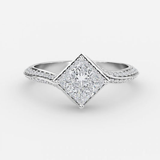 Bellatrix Princess Hidden Halo Moissanite Engagement Ring