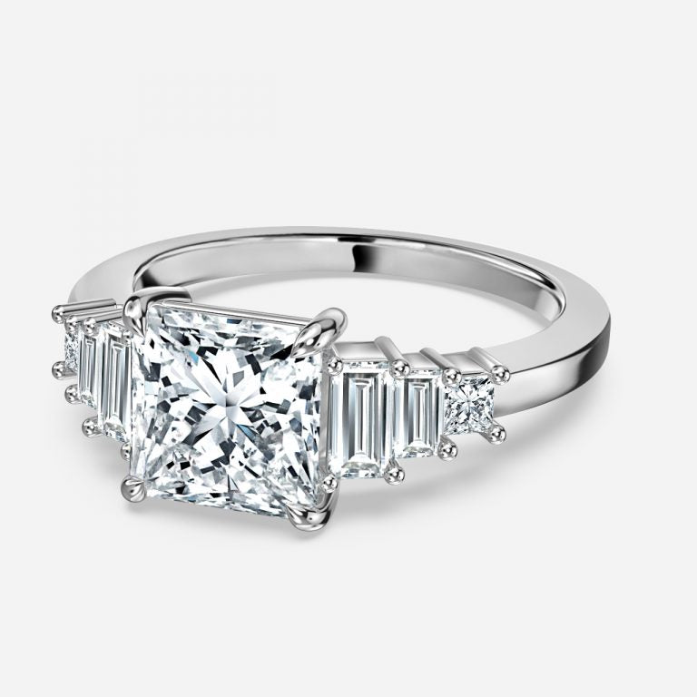 Fabiola Princess Three Stone Moissanite Engagement Ring