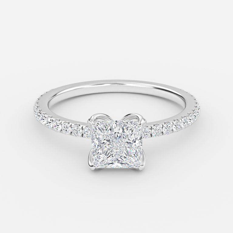 Tamara Princess Diamond Band Moissanite Engagement Ring