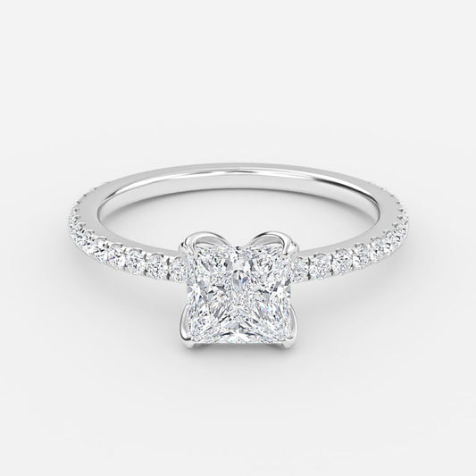 Tamara Princess Diamond Band Moissanite Engagement Ring