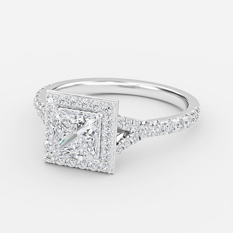 Dove Princess Halo Moissanite Engagement Ring