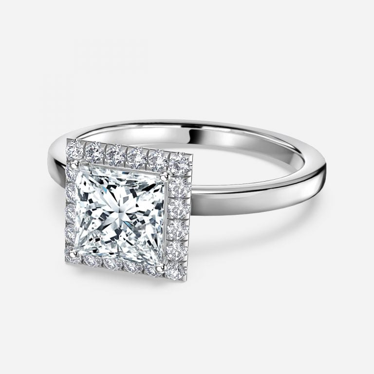 Katya Princess Halo Moissanite Engagement Ring