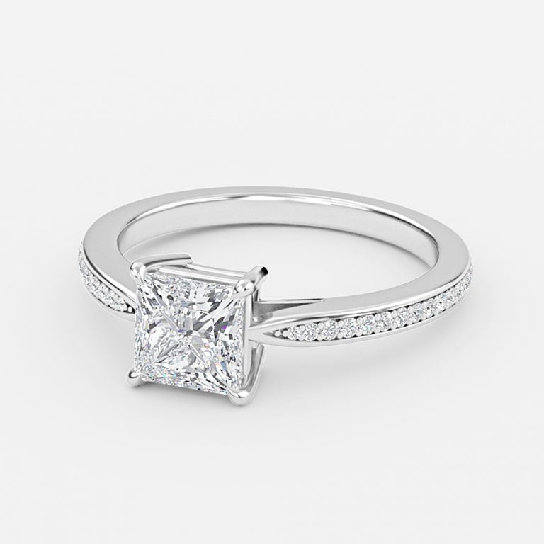 Isolde Princess Diamond Band Moissanite Engagement Ring