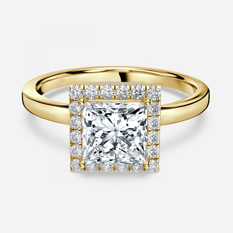 Katya Princess Halo Moissanite Engagement Ring