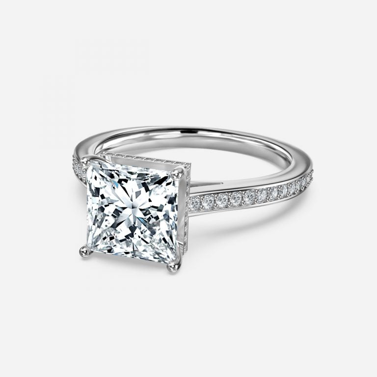 Inez Princess Hidden Halo Moissanite Engagement Ring