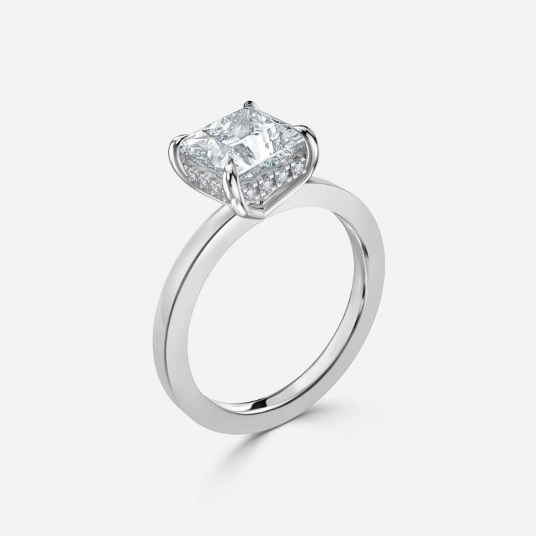 Edeline Princess Hidden Halo Moissanite Engagement Ring