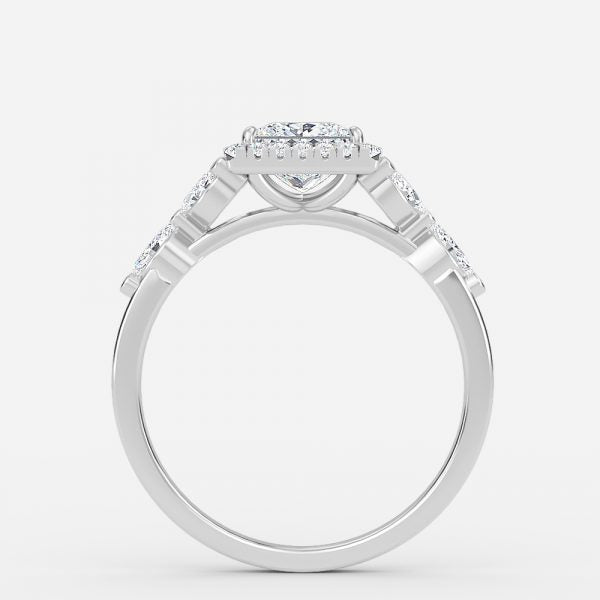 Jacinta Princess Halo Moissanite Engagement Ring