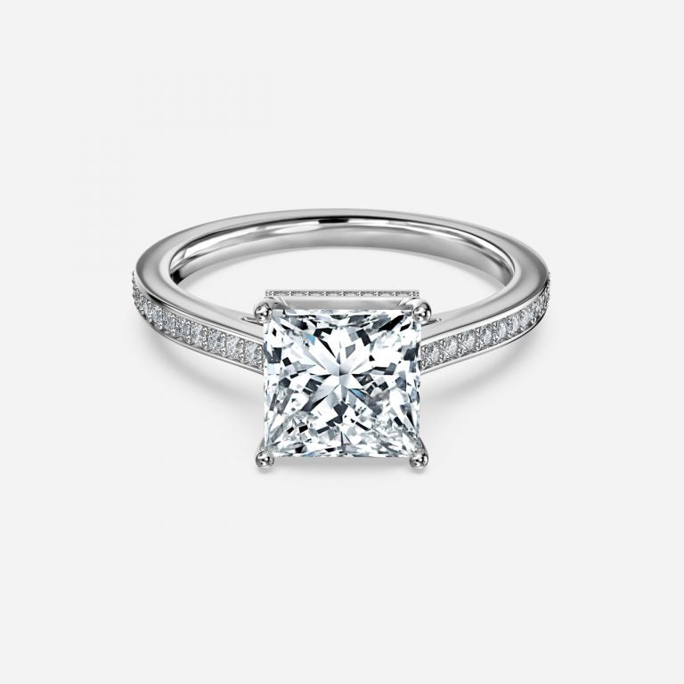 Inez Princess Hidden Halo Moissanite Engagement Ring