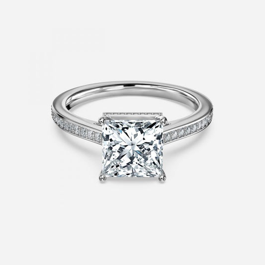 Inez Princess Hidden Halo Moissanite Engagement Ring