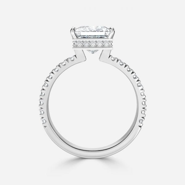 Leandra Princess Hidden Halo Moissanite Engagement Ring