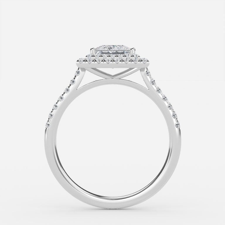 Linnea Princess Halo Moissanite Engagement Ring