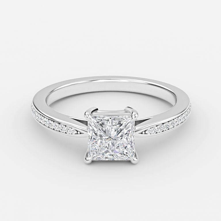 Isolde Princess Diamond Band Moissanite Engagement Ring