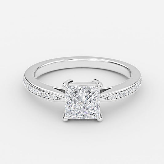 Isolde Princess Diamond Band Moissanite Engagement Ring