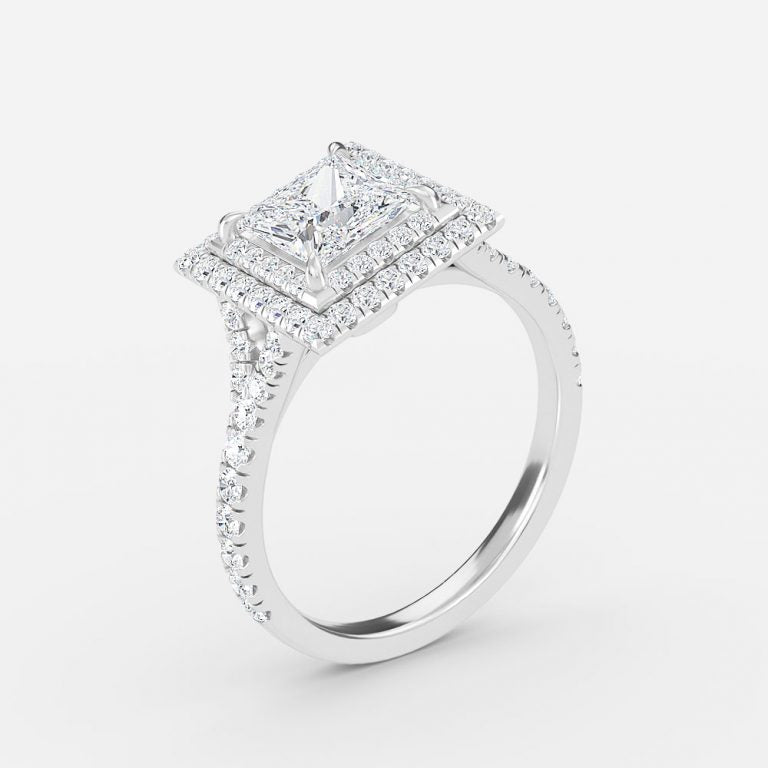 Afton Princess Halo Moissanite Engagement Ring