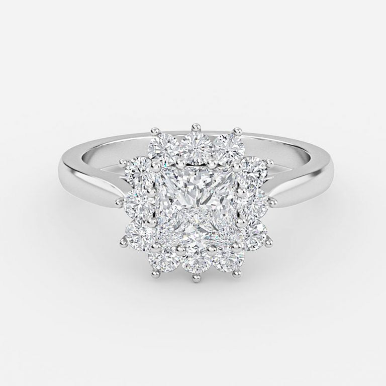 Vesper Princess Cluster Moissanite Engagement Ring