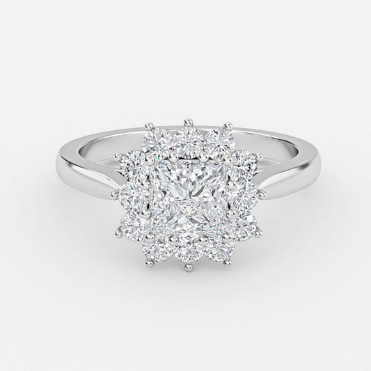 Vesper Princess Cluster Moissanite Engagement Ring