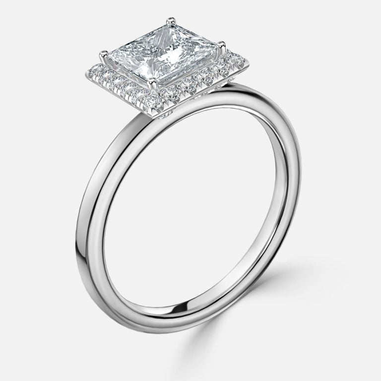 Katya Princess Halo Moissanite Engagement Ring