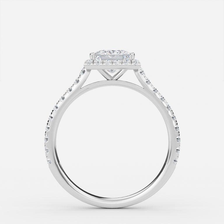 Joliette Princess Halo Moissanite Engagement Ring