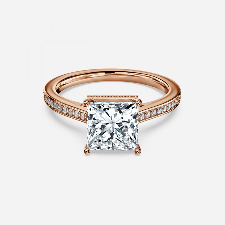 Inez Princess Hidden Halo Moissanite Engagement Ring