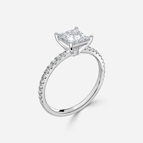 Maeve Princess Diamond Band Moissanite Engagement Ring