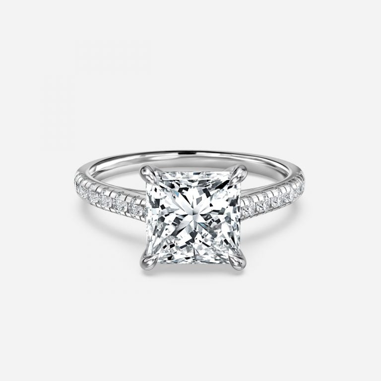 Clio Princess Diamond Band Moissanite Engagement Ring