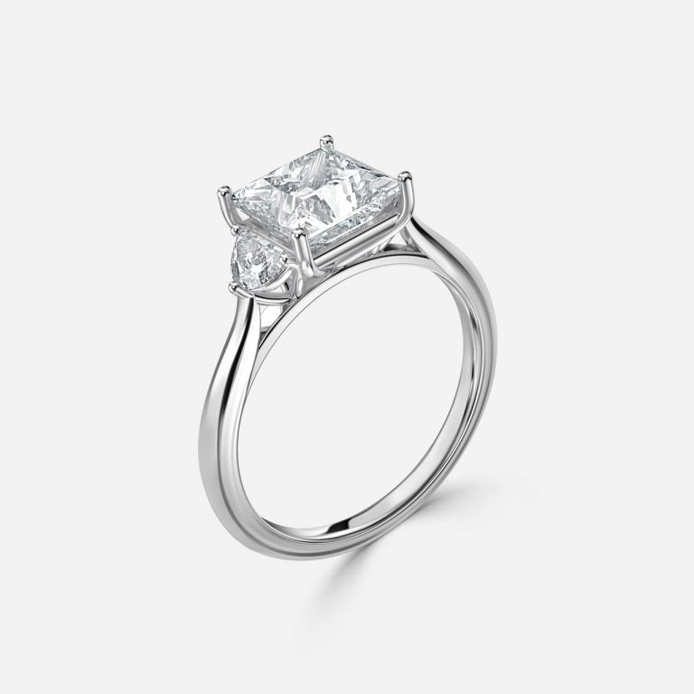 Kiara Princess Three Stone Moissanite Engagement Ring