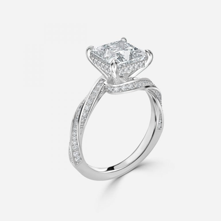 Weston Princess Hidden Halo Moissanite Engagement Ring