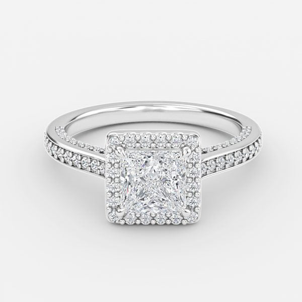 Clementine Princess Halo Moissanite Engagement Ring