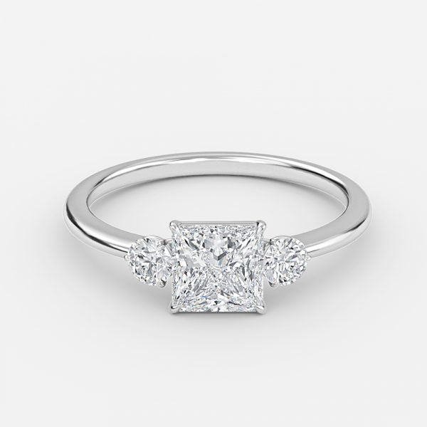 Kaori Princess Three Stone Moissanite Engagement Ring